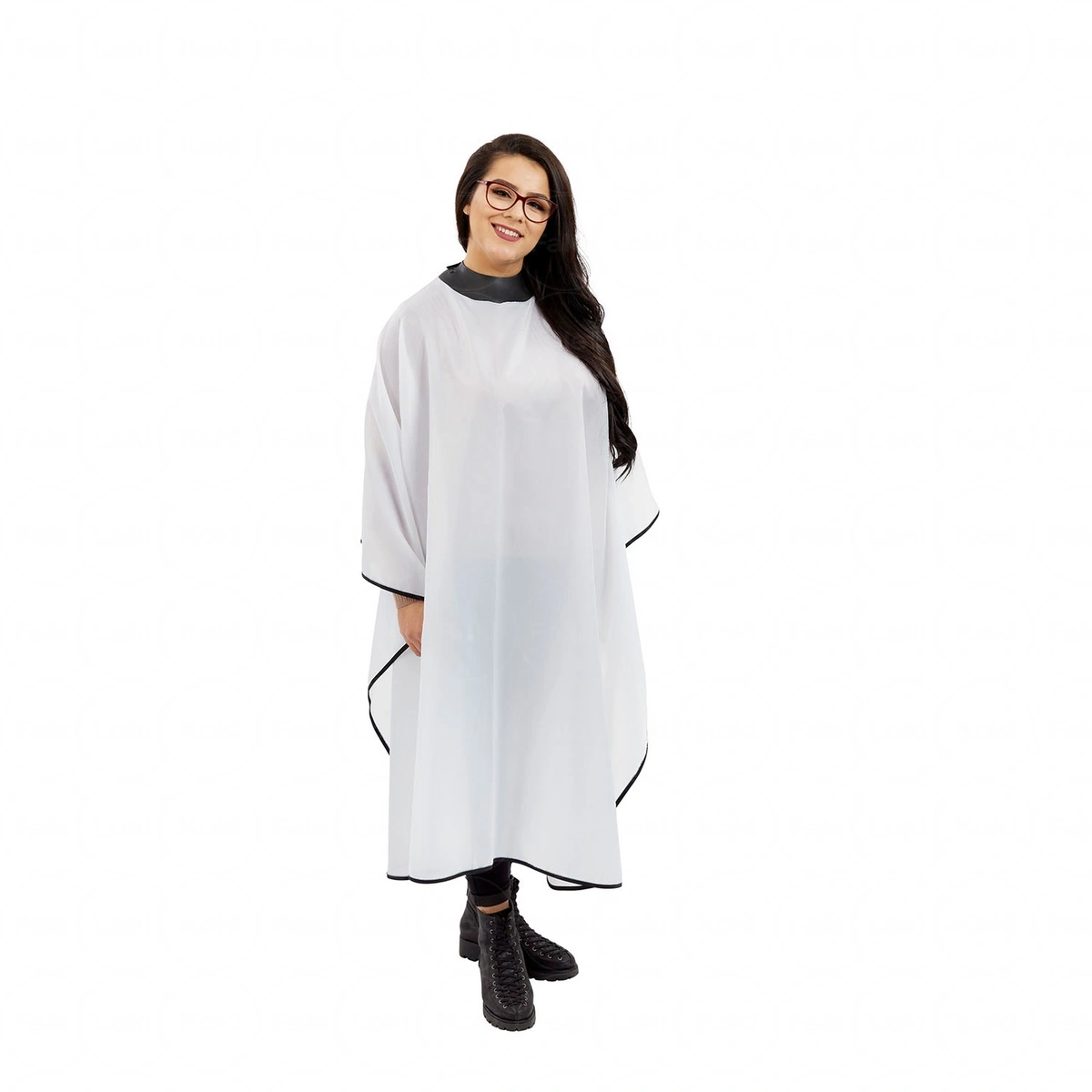 NEOCAPE   Peleryna biała z czarnym kołnierzem 170 cm