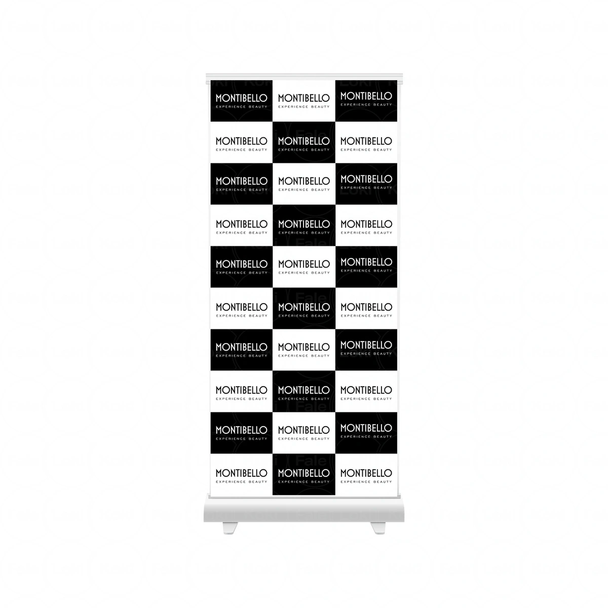 MONTIBELLO   Roll-banner zwijany szachownica z logotypem