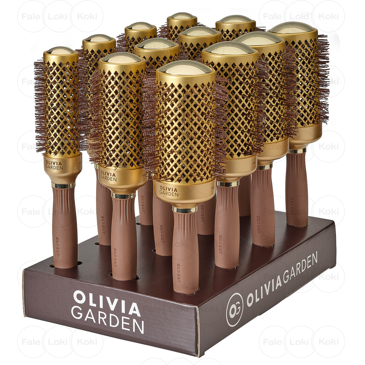 OLIVIA GARDEN EXPERT BLOWOUT SHINE Display szczotek do modelowania Wavy Bristles Gold&Brown