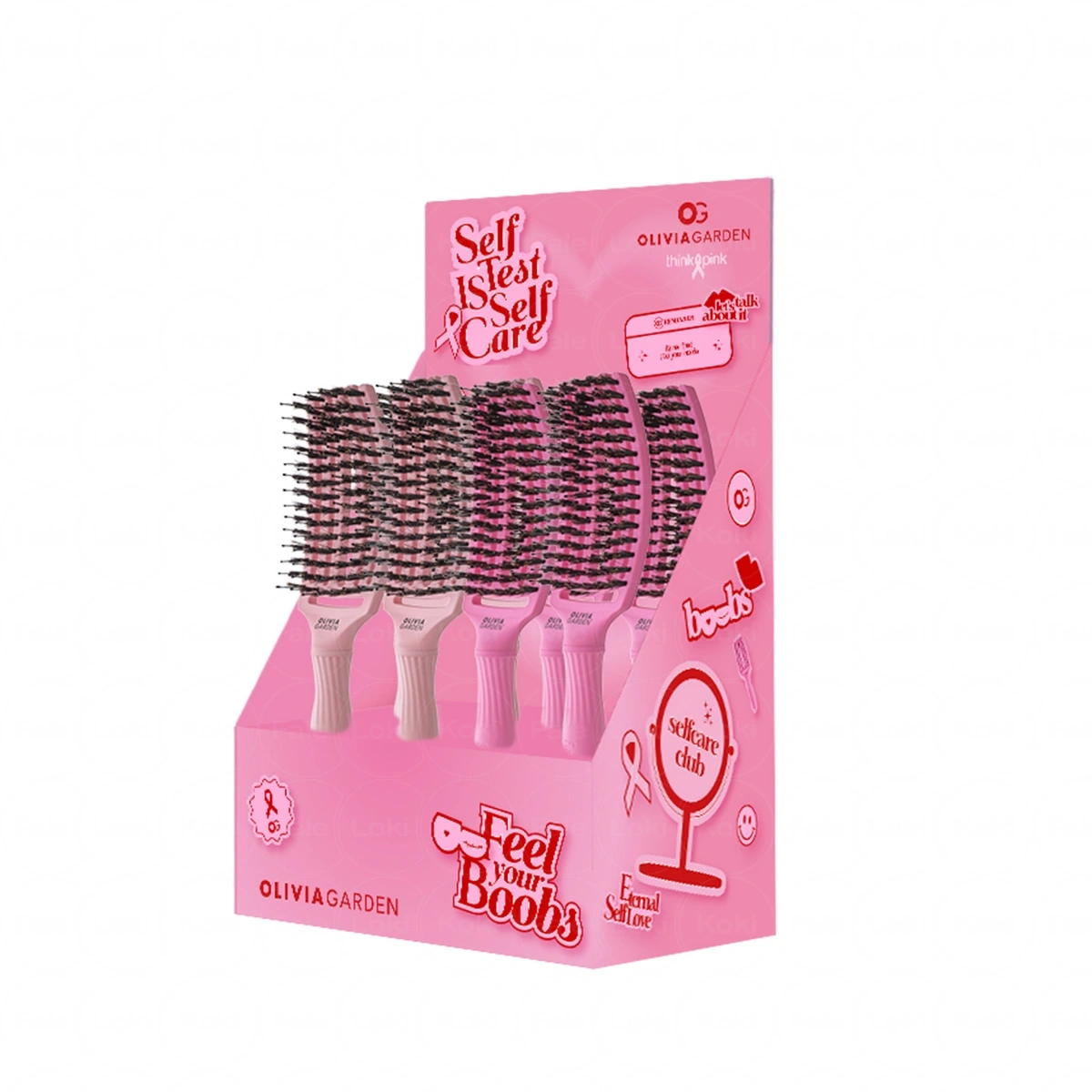 OLIVIA GARDEN FINGERBRUSH Ekspozytor szczotek do rozczesywania "Róż po zdrowie", 2024 8 szt.