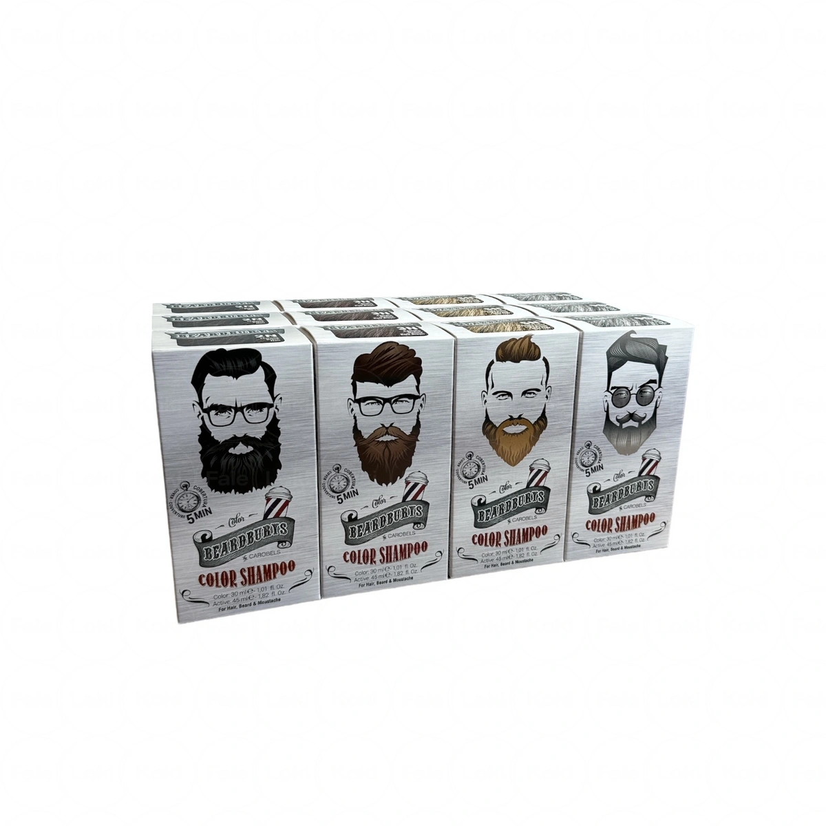 BEARDBURYS zestaw szamponów koloryzujących 30+45ml 4x3 szt.
