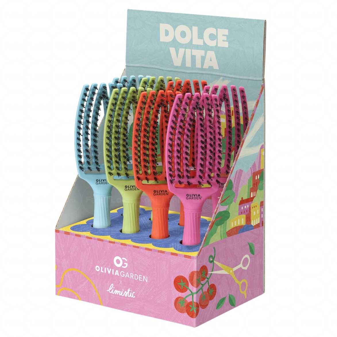 OLIVIA GARDEN Zestaw szczotek do rozczesywania Fingerbrush Dolce Vita 8 szt.