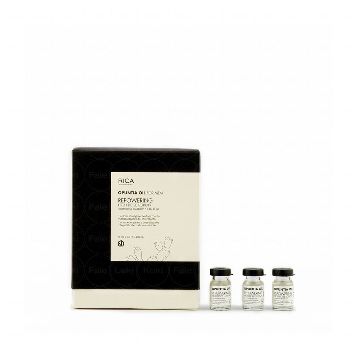 RICA OPUNTIA OIL FOR MEN krem przeciw wypadaniu włosów dla mężczyzn 100% wegański Repowering High Dose Lotion  12x6 ml