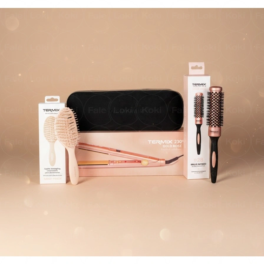 TERMIX Zestaw prostownica i szczotki, do stylizacji i modelowania Rose Gold
