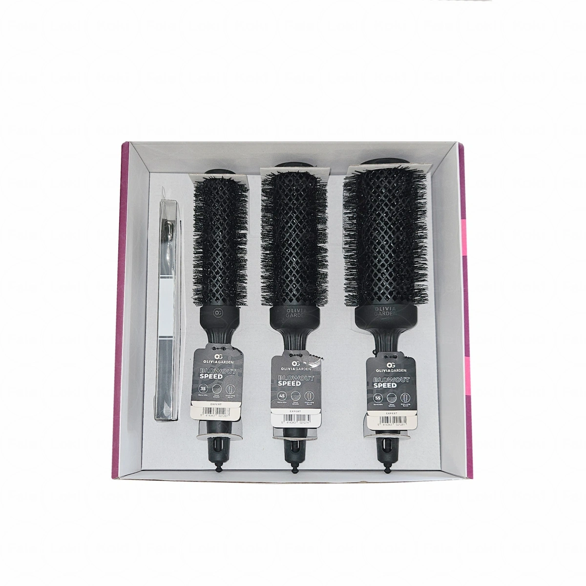 OLIVIA GARDEN Zestaw szczotek do modelowania Expert Blowout Speed Black + nożyczki Xtreme 5,75"