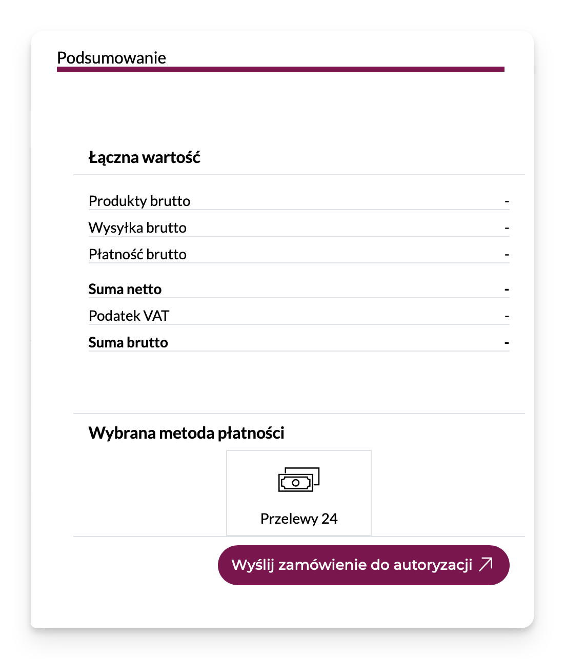 Autoryzacja zamówienia